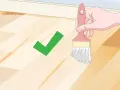 Maintenant, vous savez comment enlever une tache de peinture incrustée. Un pinceau rose et un crochet vert indiquent la bonne méthode.