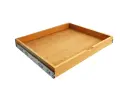 Un tiroir coulissant en bois, prêt à être assemblé. Ses glissières métalliques sont déjà fixées.