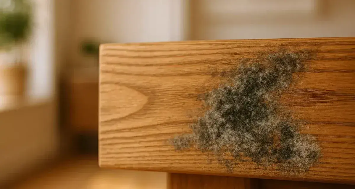 Moisissure sur un meuble en bois. Apprenez à fabriquer un fongicide naturel pour bois afin de protéger vos meubles.