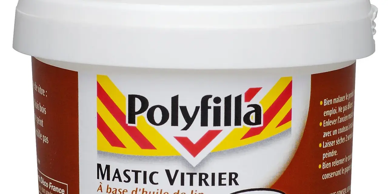 Pot de mastic vitrier Polyfilla blanc 500g, idéal pour accélérer le séchage de vos travaux de vitrerie.