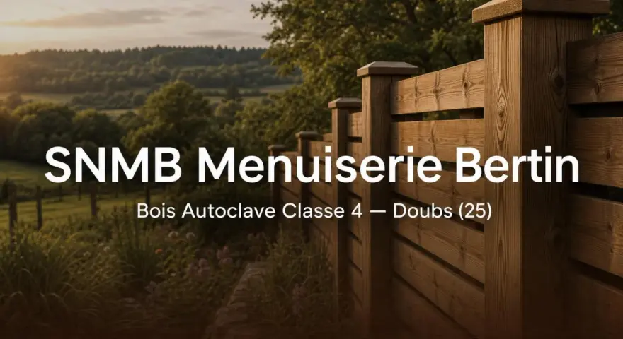 Clôture en bois autoclave classe 4, gage de durabilité pour votre extérieur. SNMB Menuiserie Bertin.