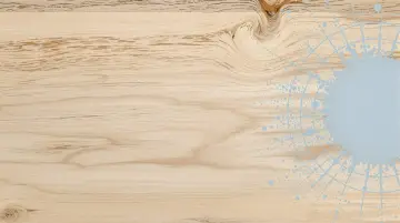 Nuancier saturateur bois : un fond de bois clair avec des motifs abstraits bleus rappelant des éclaboussures et des cercles.